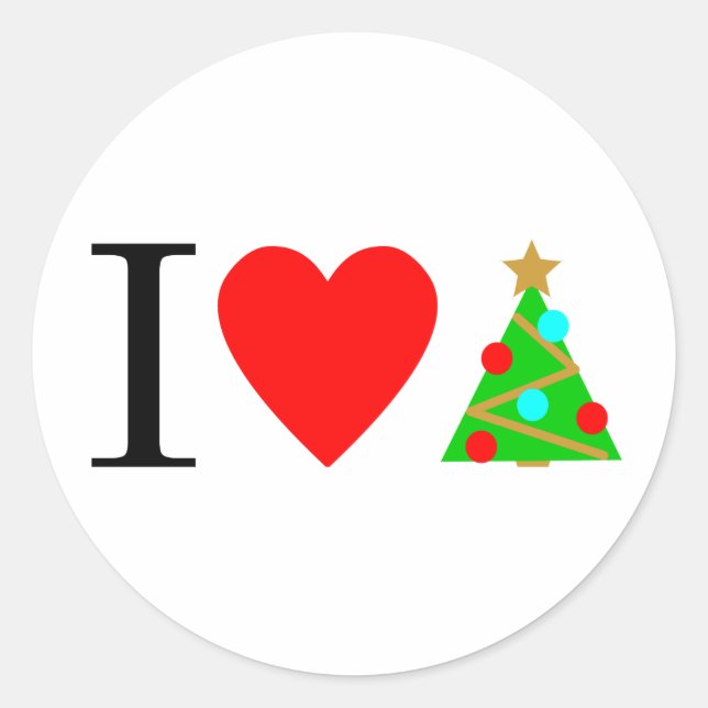 I Coeur Noël / I Love Sticker rond Noël (Devant)