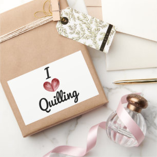 I (coeur) Quilling, (4) Stickers Grands Rectangle