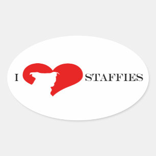 i coeur Staffies - autocollants ovales