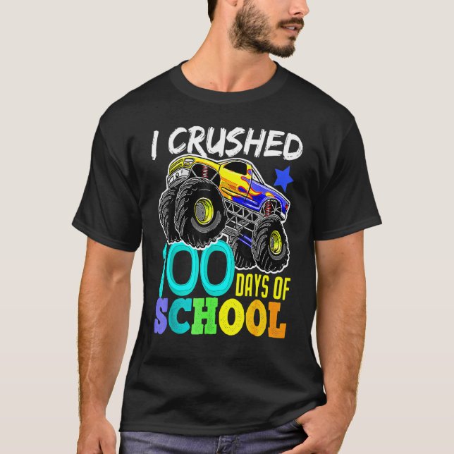 I Crushed 100 Days Of School TShirt Boys Monster T (Devant)