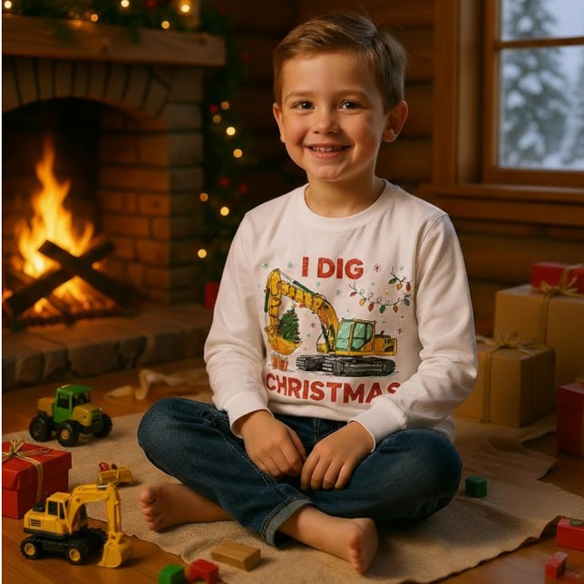 I Dig Christmas Cute Excavator Tree Lights Kids (Créateur téléchargé)
