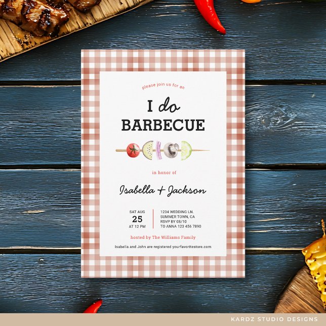 I DO BBBQ Barbecue Wedding shower Invitation (Personalize with your info, choose corner and paper style.)