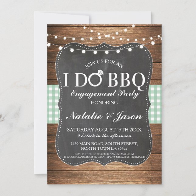 I DO BBBQ Engagement Party Mint Douche Invitation (Devant)
