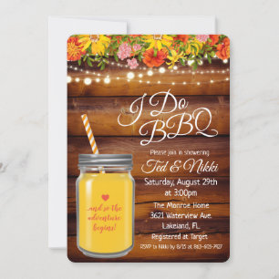 I Do BBQ Mason Jar Couples Douche Invitation