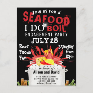 I DO Fiançailles Photo Seafood Party Invitation