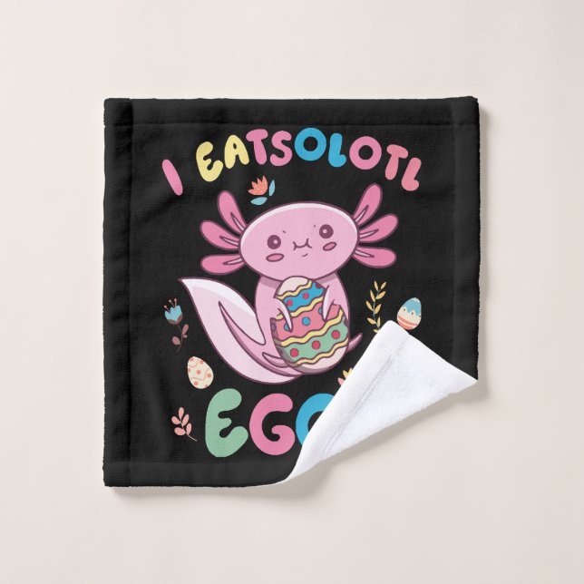 I Eatsolotl Oeufs Rabbit Axolotl Bunny Lapin Pâque (Gant de toilette)
