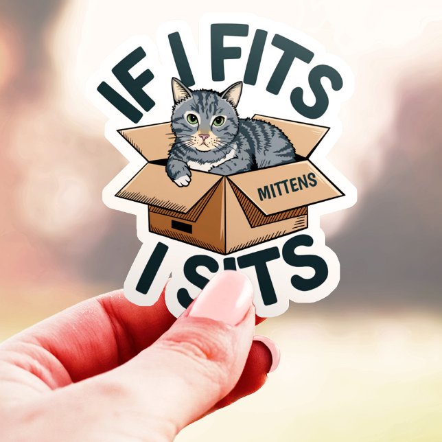 I Fits I Sits Cat Personnalisé Nom Vinyl Sticker (Créateur téléchargé)