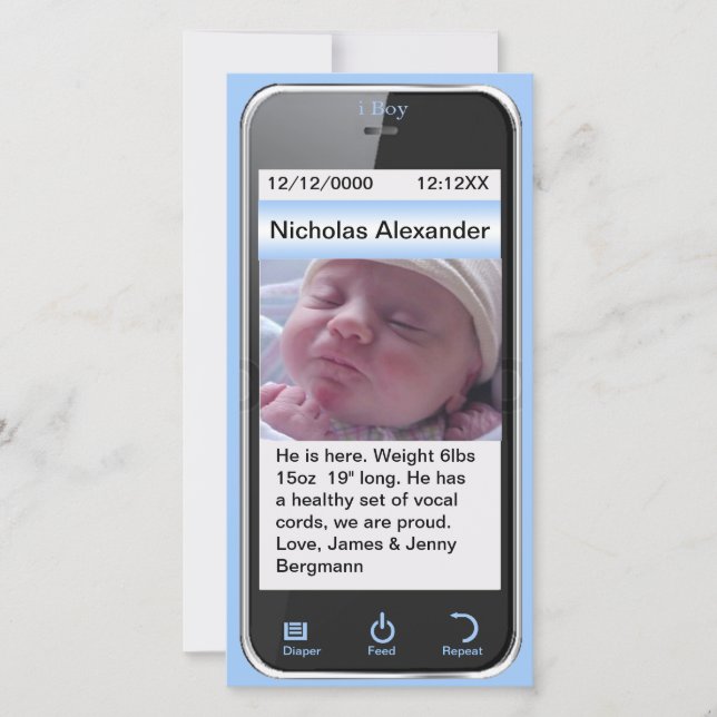 i Gary Faire-part de naissance moderne (Devant)