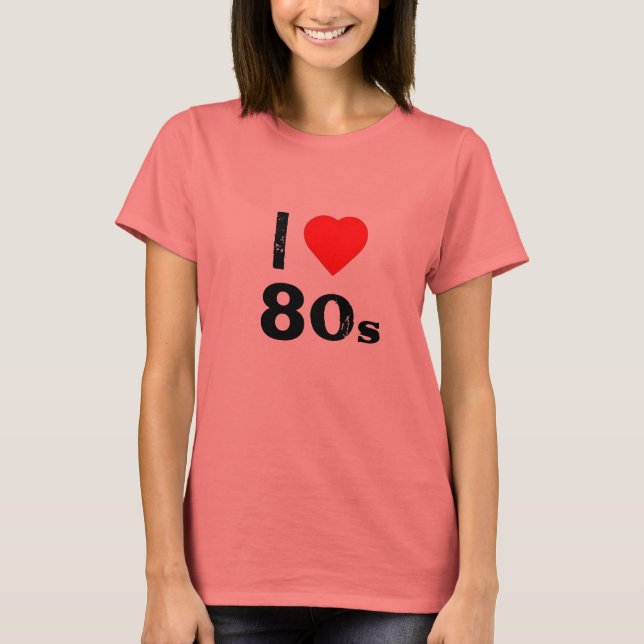 "I Heart 80's" T-shirt Ringer Dames (Devant)