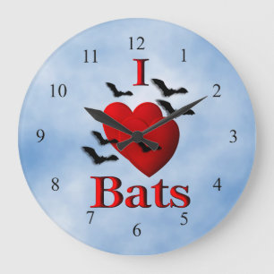 I Heart Bats Nuageux Day Cuisine Mur Horloge