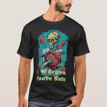 "I Heart Brains" T-shirt Zombie vous êtes en sécur