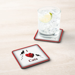 I Heart Cats Carré Boire Dessous de verre