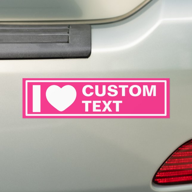 I Heart Custom Modern Hot Pink Bumper Sticker (En voiture)
