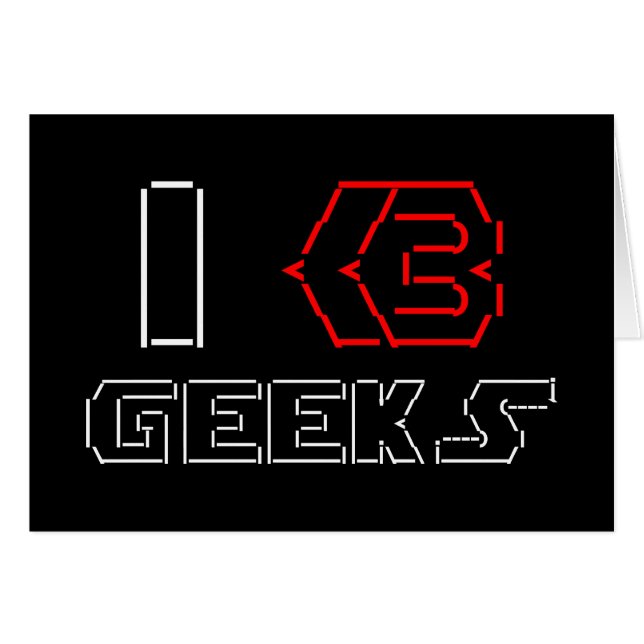 I Heart Geeks ASCII ART Carte de voeux (Devant horizontal)