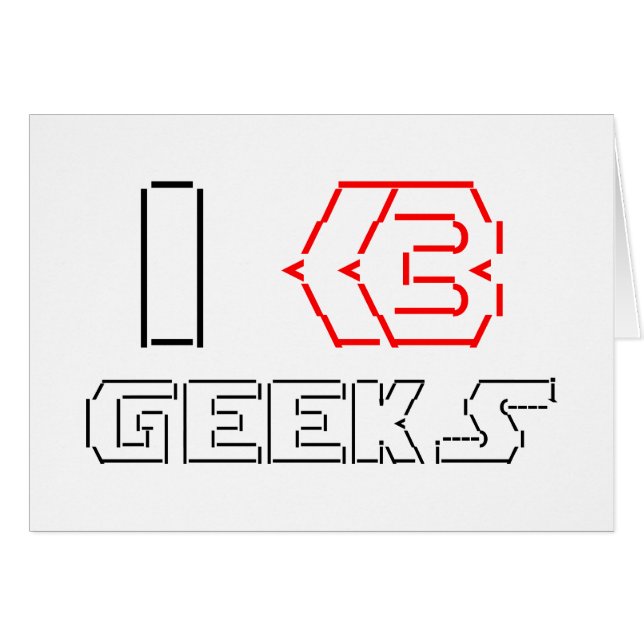 I Heart Geeks ASCII ART Carte de voeux (Devant horizontal)