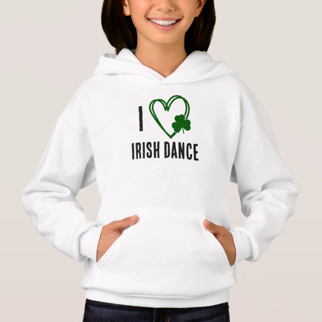I Heart Irish Dance - Coeur Vert avec Shamrock (Devant)