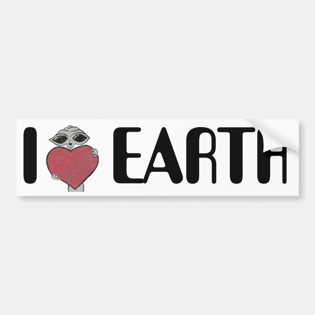 I Heart Love Earth Alien Sticker (Devant)