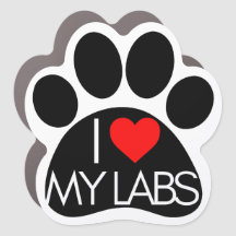 "I *heart* My Labs" Empreinte de patte Car Magnet