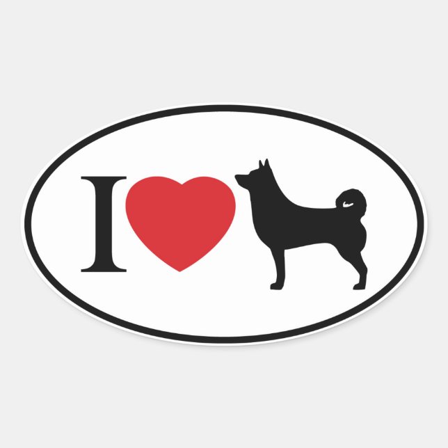 I Heart Shiba Inu - Sticker ovale (Devant)
