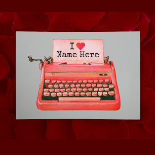 I Heart You Retro Typewriter Vintage Valentine