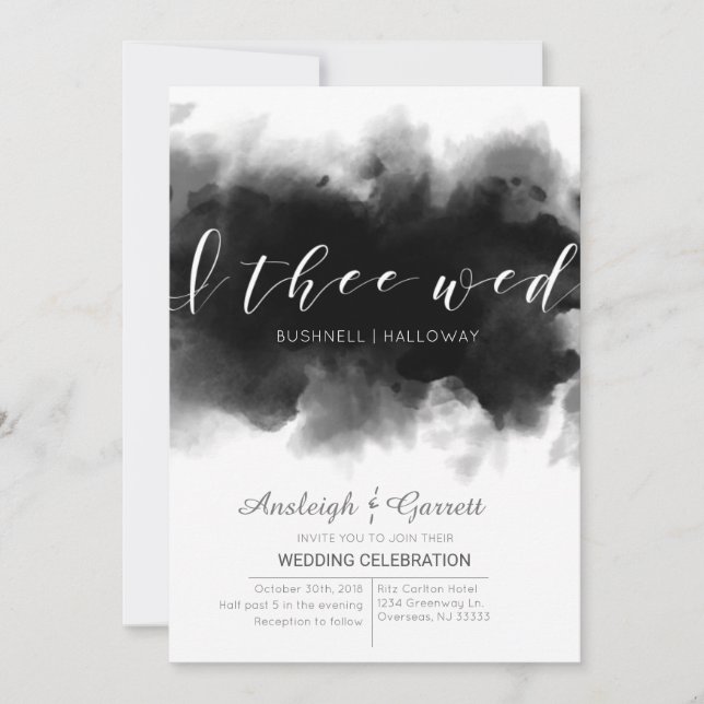 I La Faire-part de mariage d'aquarelle foncée de m (Devant)