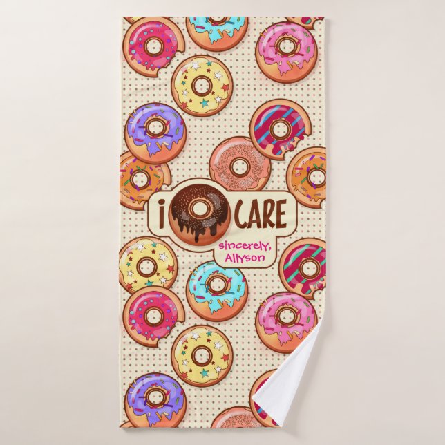 I le bonbon drôle mignon à beignet de soin de (Serviette de bain)