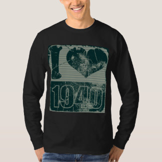I love 1940 - T-shirt Vintage bleu foncé