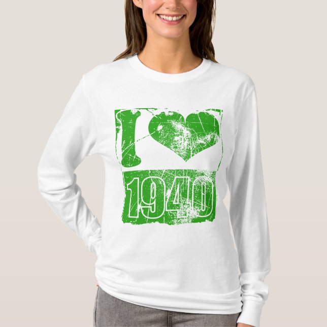 I love 1940 - T-shirt Vintage vert (Devant)