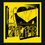 I love 2013 - Poster d'art pop noir et jaune<br><div class="desc">J'aime les années 2000</div>