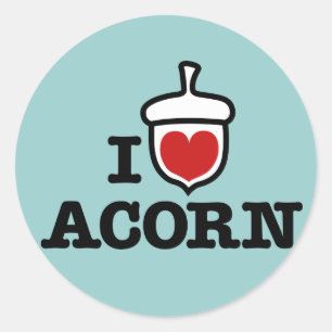 I Love Acorn Sticker