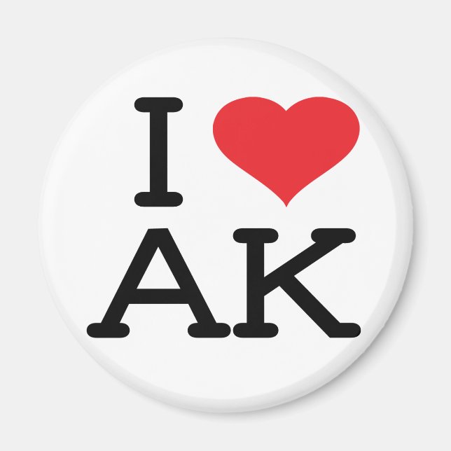I Love AK - Coeur - Magnet rond (Devant)