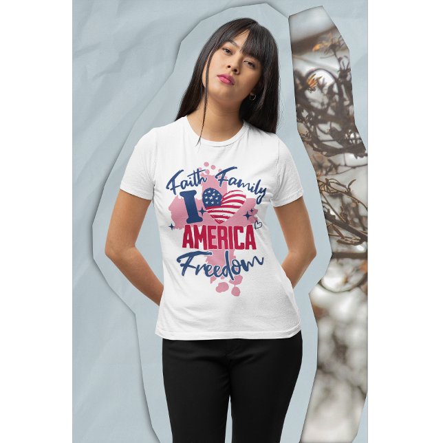 I Love America 4 juillet T-shirt féminin (Créateur téléchargé)