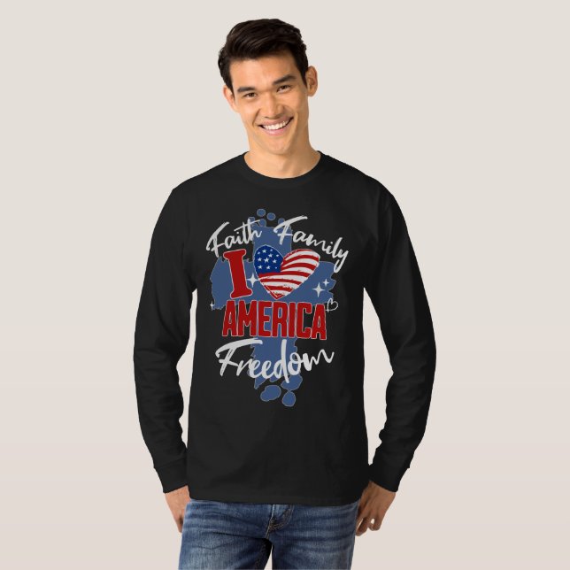 I Love America 4 Juillet T-shirt Homme noir (Devant entier)