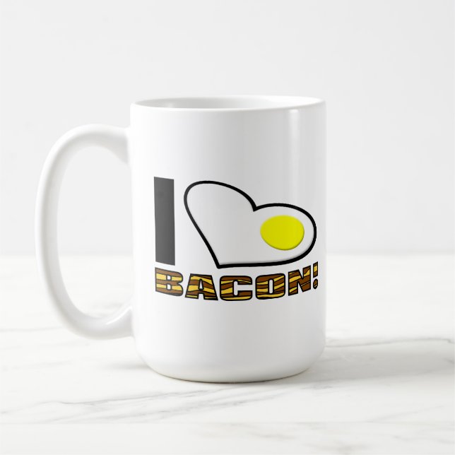I Love Bacon Funny Mug (Gauche)