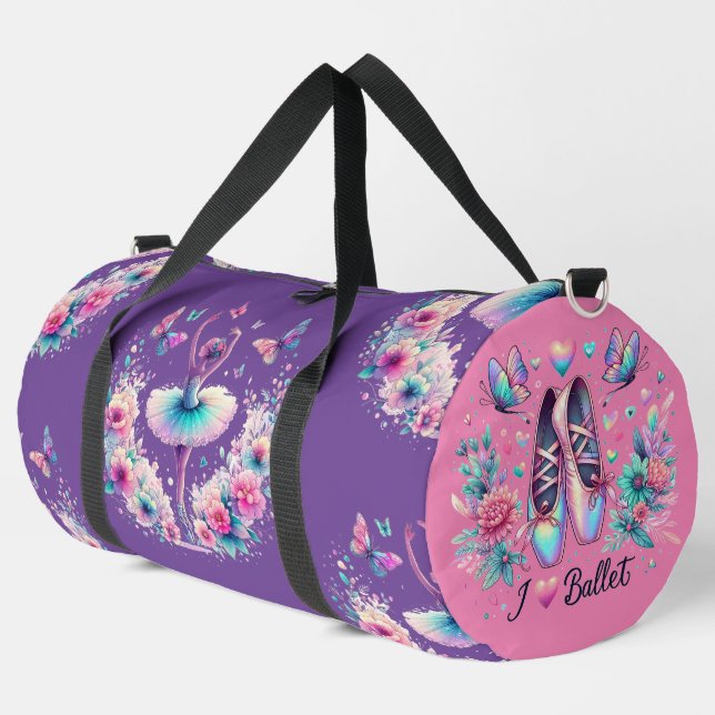 I Love Ballet Ballerina Dance Grand Duffel Sac (Coin gauche)