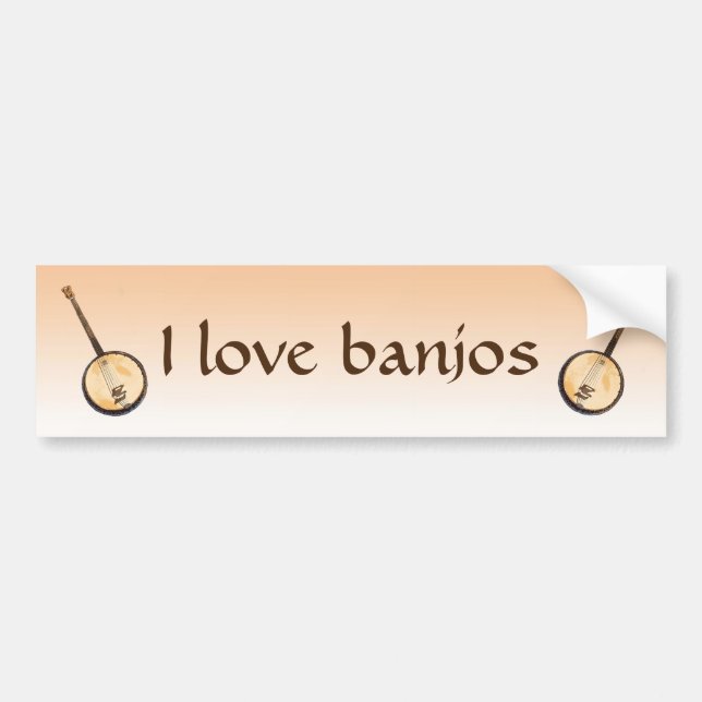 I Love Banjo Music Instruments Bumper Sticker (Devant)