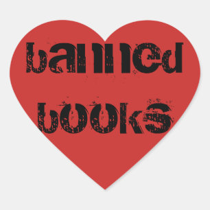 I Love Banned Book Stickers Coeur rouge
