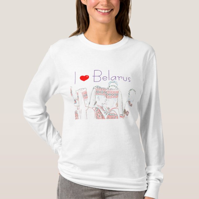 I Love Belarus National Outfit Folk T-Shirt Top (Devant)