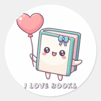 I Love Books Cute Heart sticker