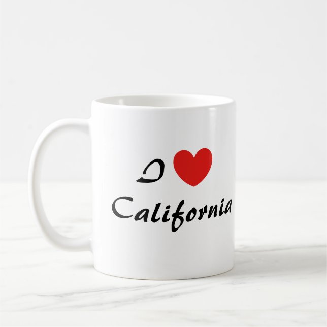 I Love California Heart Typography Coffee Mug (Gauche)