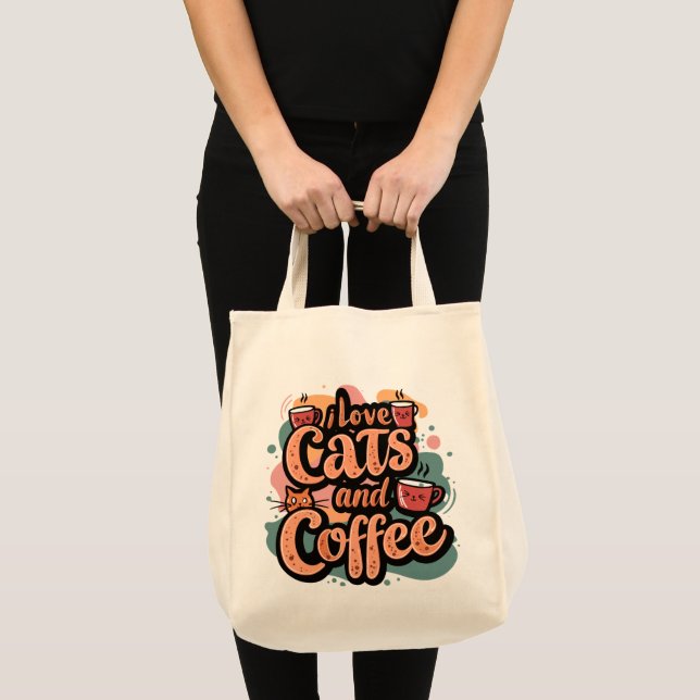 I Love Cats and Coffee Sac fourre-tout (Devant (produit))
