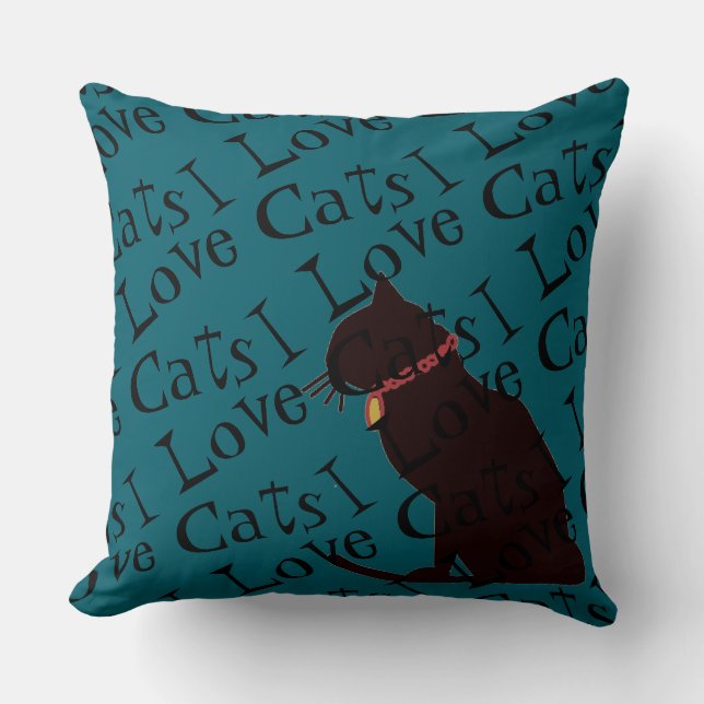 I Love Cats Graphic Throw Oreiller (Recto)
