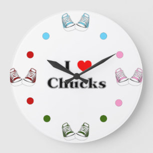 I Love Chucks Horloge murale (blanc)