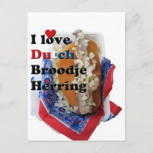 I Love (Coeur) Dutch Broodje Herring Carte postale