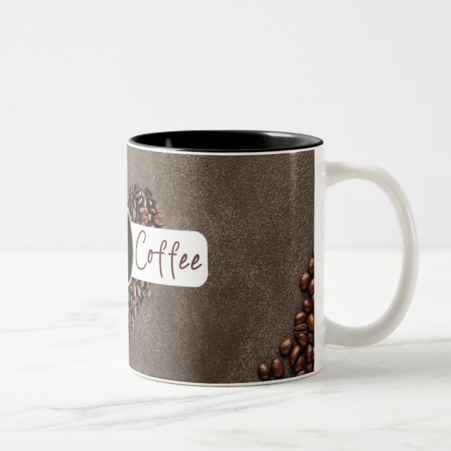 "I Love Coffee" Avec Coffee Beans Heart Mug (Droit)