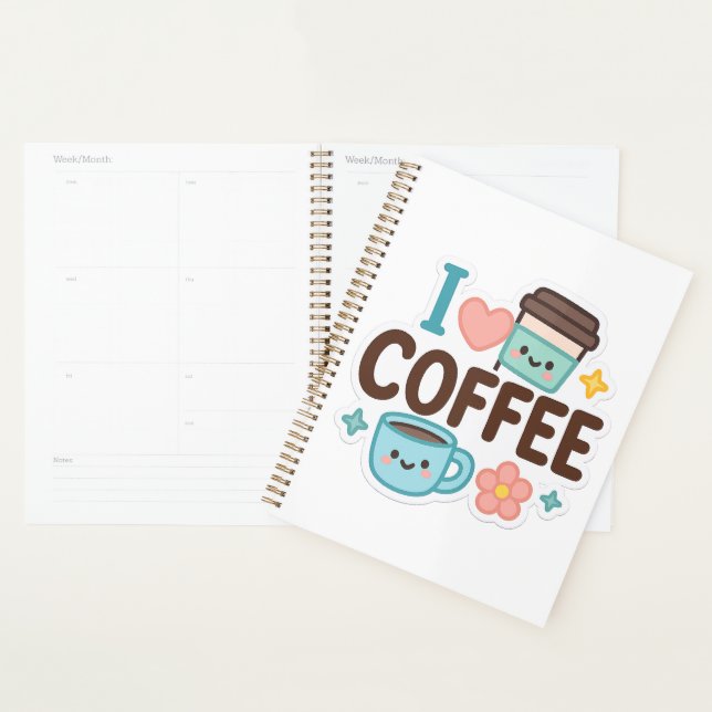I Love Coffee Cute Kawaii Sticker – Adorable Coffe (Devant avec enveloppe)