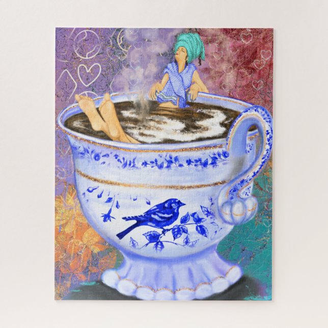I Love Coffee Girl Imaginaire Puzzle Peinture (Vertical)