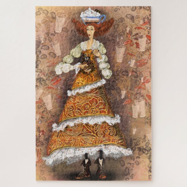I Love Coffee Puzzle avec Lady Grinds Café (Vertical)