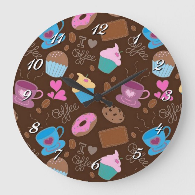I Love Coffee Sweets & Traitements Mur Horloge (Recto)