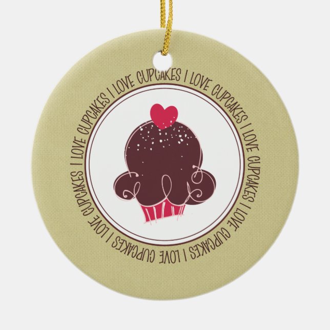 I Love Cupcakes Céramique Noël Ornements (Devant)
